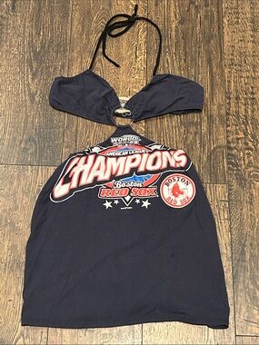 Furst Of a Kind- Boston Red Sox MLB Reworked Halter Mini Dress